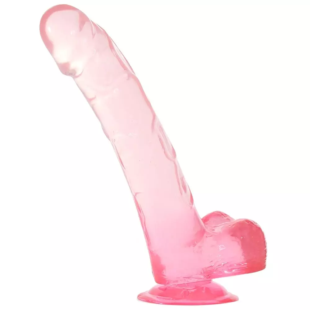 King Cock Clear 9 inch Cock with Balls In Pink